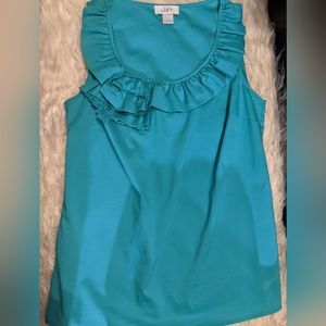 Women's XS blouse blue, ruffle LOFT